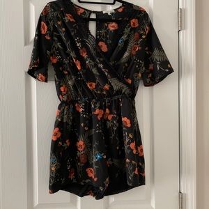 Black floral romper